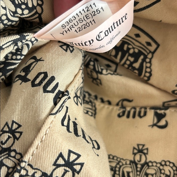 RARE Vintage Juicy Couture Velour Hobo Chain Charm Y2k Black, Gold, Hot Pink HTF - Picture 14 of 16